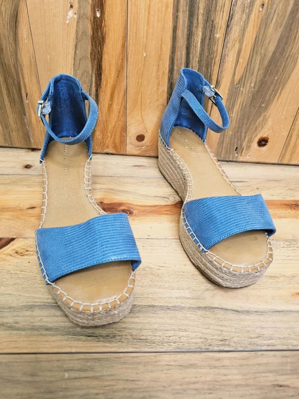 Kelly & Katie Fedrick Blue Espadrille Wedge Sandals Size 9.5